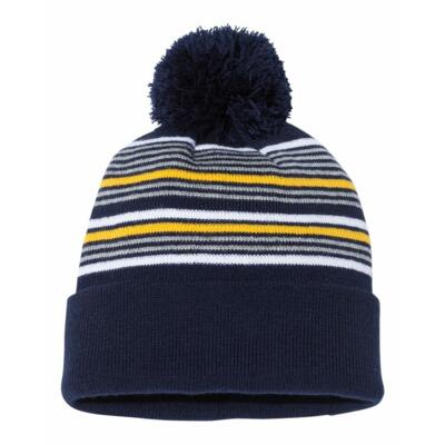 12" Striped Pom-Pom Cuffed Beanie Thumbnail