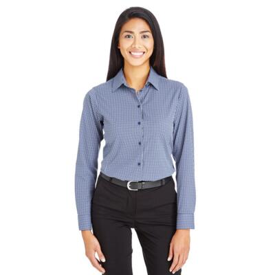 CrownLux Performance® Ladies' Tonal Mini Check Woven Shirt Thumbnail