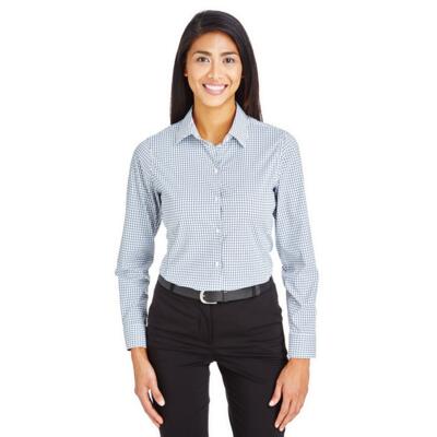 CrownLux Performance® Ladies' Micro Windowpane Woven Shirt Thumbnail