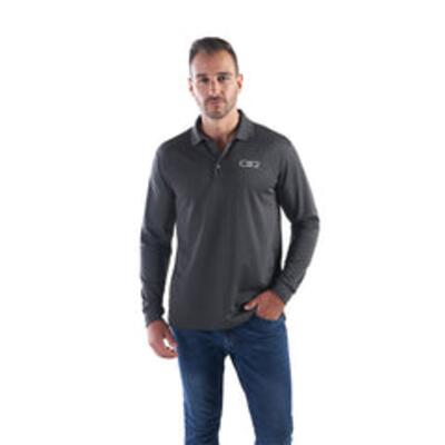 Men's Long Sleeve Pique Mesh Polo Thumbnail