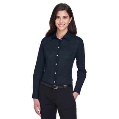 Women's Crown Collection® Solid Stretch Twill Woven Dress Shirt Thumbnail